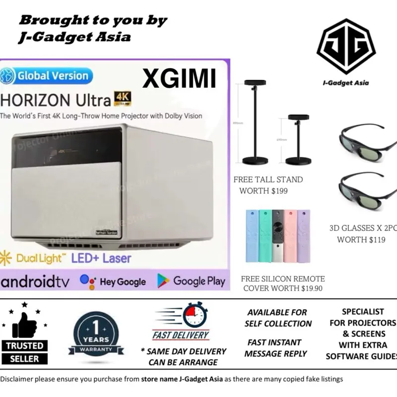 XGIMI Horizon Ultra 4K Projector World's First 4K Long-Throw Home Projector with Dolby Vision XGIMI Dual Light Technology Laser LED Hybrid Light (Global Version Android TV 11.0 - 1 Year Warranty)