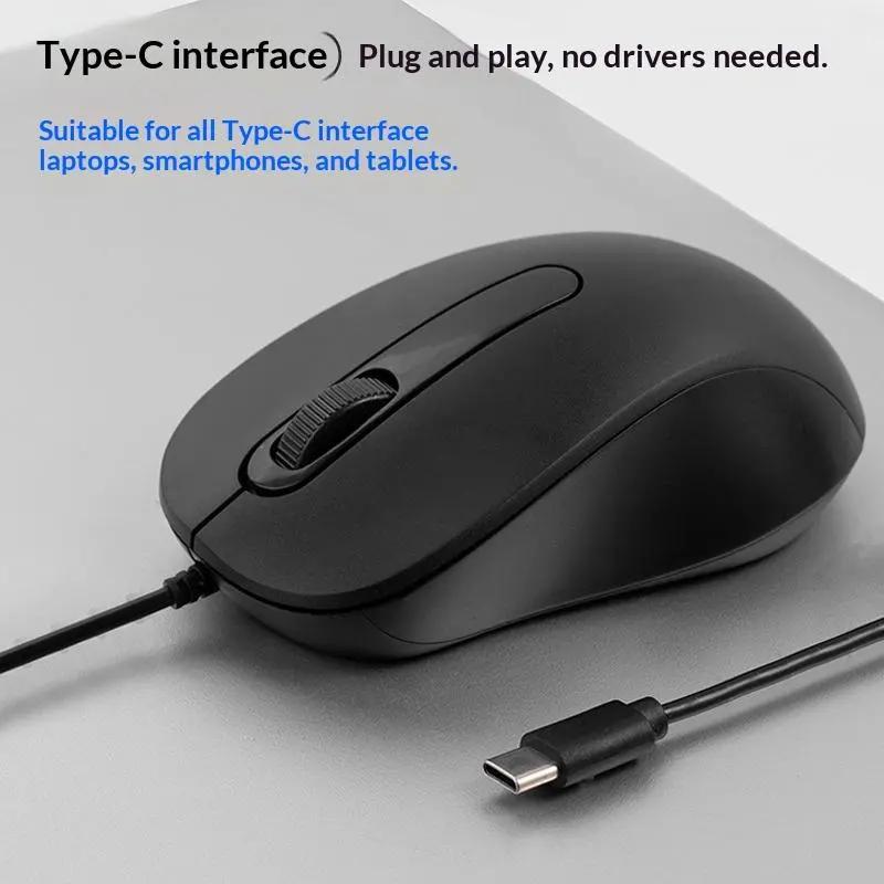 Usb C có dây im lặng nhấp chuột chuột 1000DPI Ngân Sách Type-C chuột cho máy tính xách tay Máy tính bảng điện thoại Nhà Văn Phòng Giá cả phải chăng sử dụng