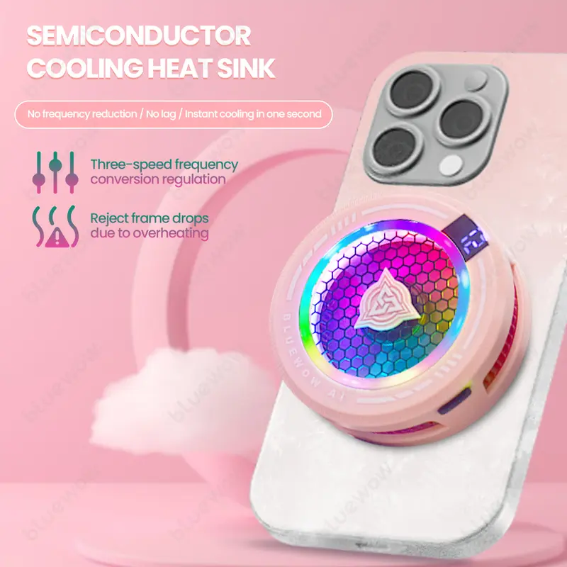 Kipas Pendingin Ponsel BlueWow X109 AI , 3 Gigi yang Dapat Disesuaikan, Pendingin Game PUBG, Pendingin Ponsel Klip Belakang 4