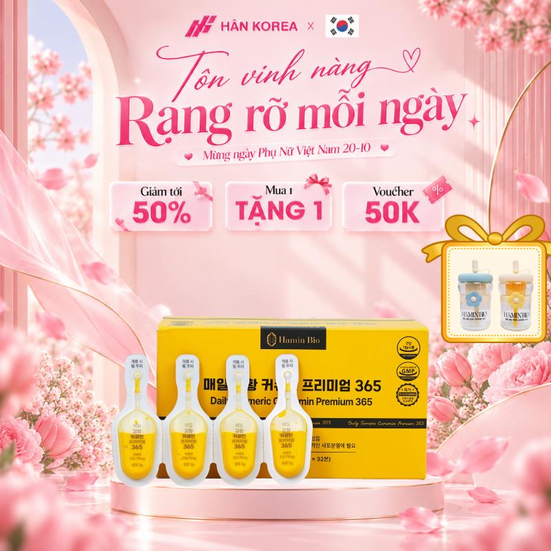 A25 - - Tinh chất nghệ Nano curcumin Hamin Bio 365 Premium hộp 32 tép Hàn Quốc