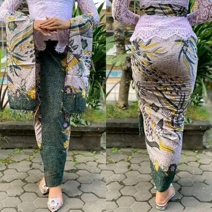 kamen batik katun motif merak serta selendang 5