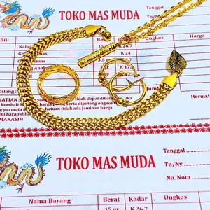 Terbaru perhiasan wanita terlaris-emas muda ,set perhiasan wanita free surat dari toko
