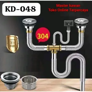 Selang cabang Kitchen Sink Stainless Sus 304 + Afur /Selang pembuangan bak cuci piring
