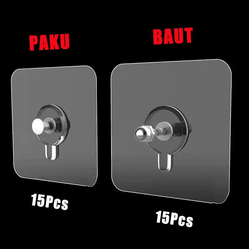 15-30 Pcs Paku Tempel Tanpa Bor - Gantungan Dinding Magic Hook untuk Foto & Kunci