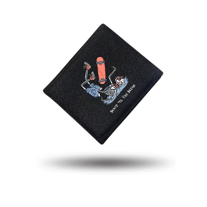 Dompet pria sablon pendek bahan canvas Skate T'ill You Break Kartu 0