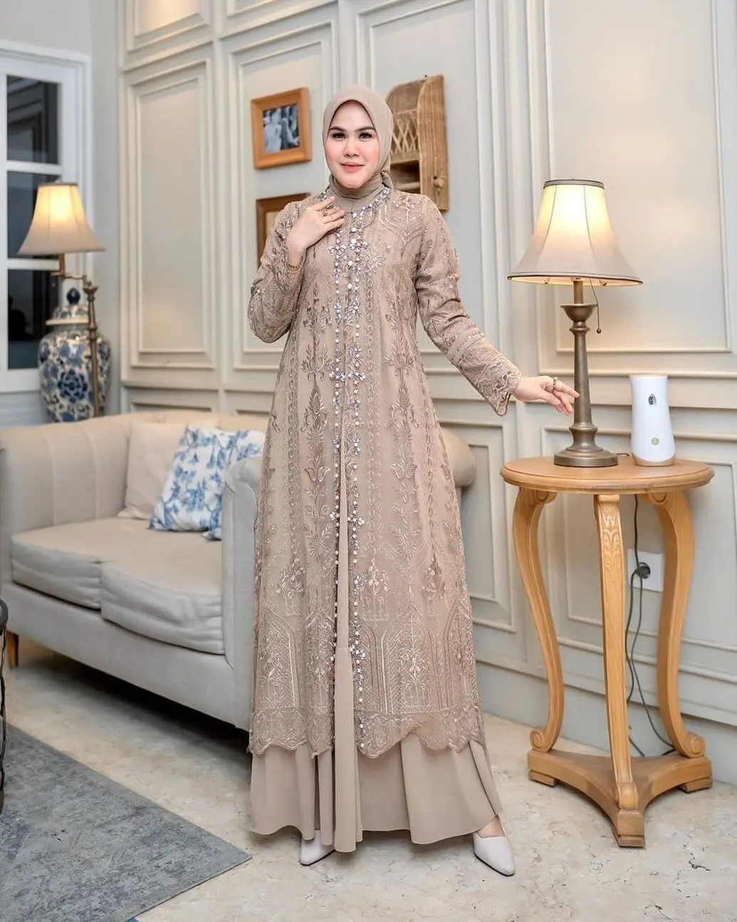 Larist Dress Ceruty Mix Brukat Viral OOTD Pesta Kondangan Mewah Elegant Hits Gamis Muslim Wanita Jumbo Remaja Dewasa Gaun Maxi Lebaran 2025