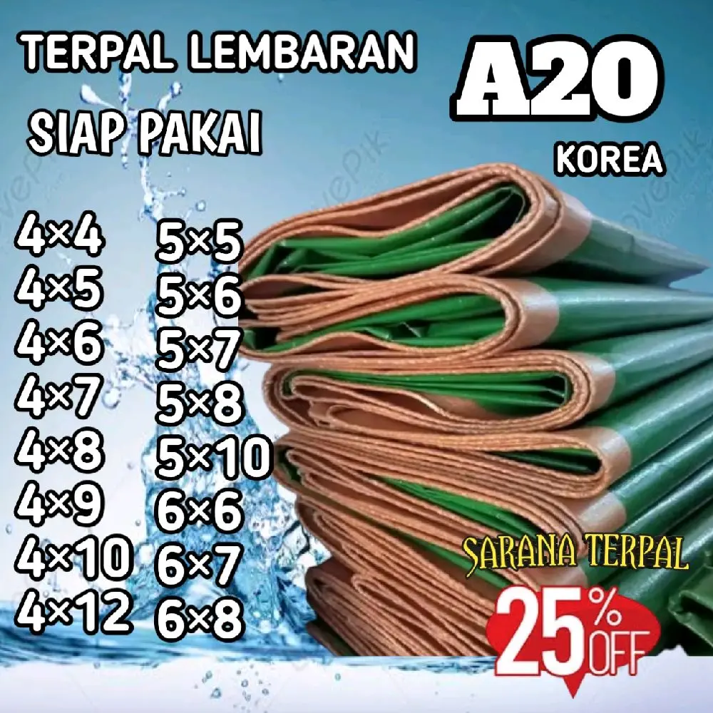 Terpal Korea Tipe A20 Tahan Air dan Panas Ukuran 4x5 4x6 4x7 4x8 4x10 4x12