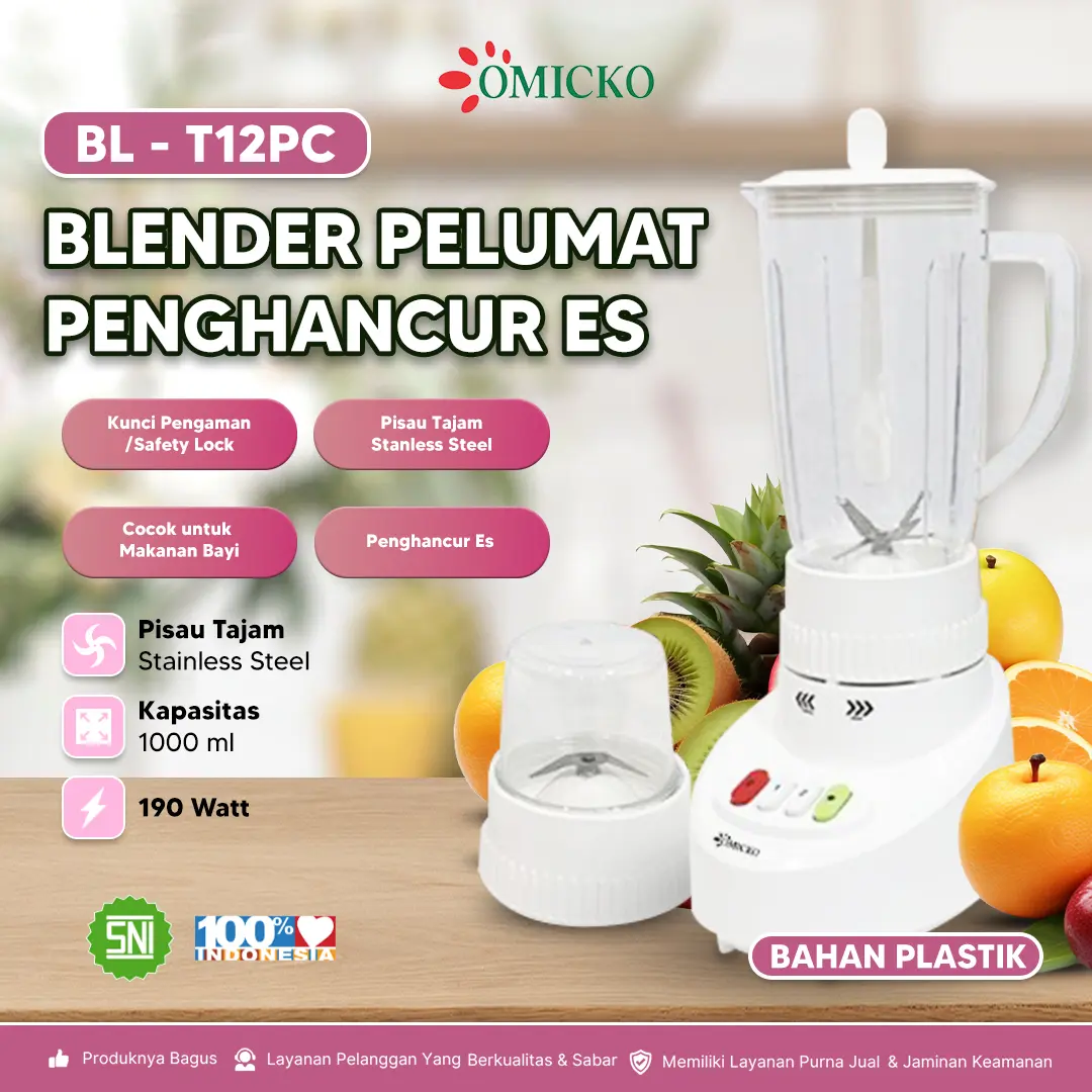COD Blender Plastik 2in1 Pisau Stainl Ess FoodGrade Multifungsi 6 Mata Garansi Resmi 1 Tahun