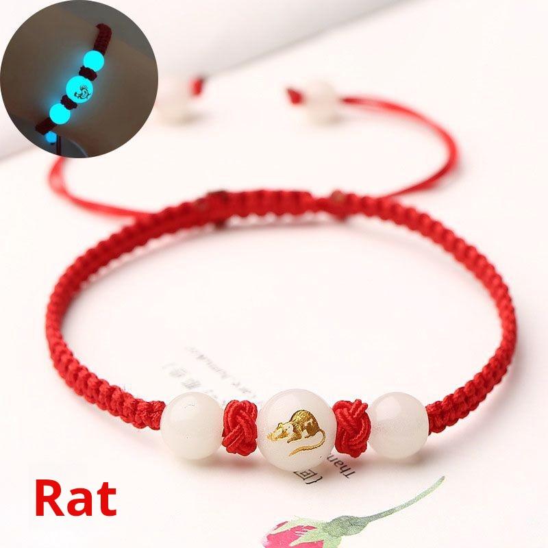 Product Introduction of Women's bracelet, red rope luminous bracelet, luminous stone luminous gemstone 12 zodiac woven bracelet, couple bracelet for men and women, bring it for safety. nazar  bracelet chinese jewelry year snake red  string  bracelet 32