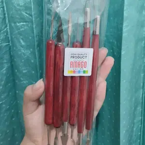 Paket Murah Kerajinan - 1 DAS Modelling Clay Tanah Liat 500gr PUTIH + 1 Set Alat Ukir Clay Gagang Kayu Isi 6 Alat