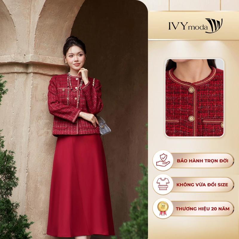  Áo khoác Tweed dáng ngắn đứng form Áo khoác công sở dạo phố nữ IVY moda MS 67T0290 