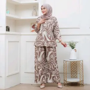 One Set Saffa Rayon Busui Atasan Celana Panjang Nyaman One Set  Setelan Hits 2024 Baju Kulot