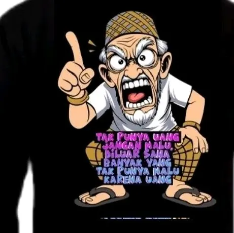 Kaos Distro Anak Kampung Lengan Panjang Kaos Kata-kata Katun Pria Sablon Oblong 1