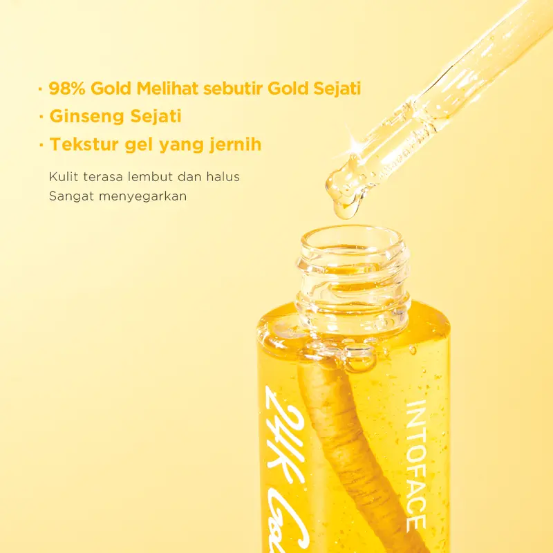 INTOFACE 24K Gold Ginseng Anti Aging Serum Brightens Spot light Anti-age 24K Gold Ginseng Niacinamide Mencerahkan Wajah Essence Muka Tetes Mengencangkan 5