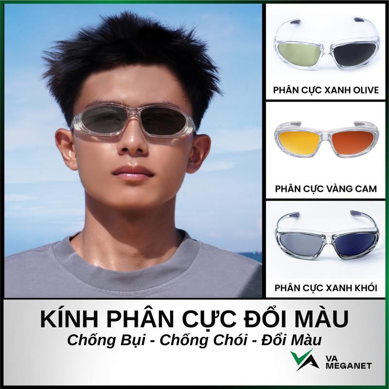 Kính chống bụi Đổi Màu Nam Nữ CROSSOVER thời trang đi ngày đi đêm, kính đi đường tiện lợi ngăn tia UV400 | VA MEGANET