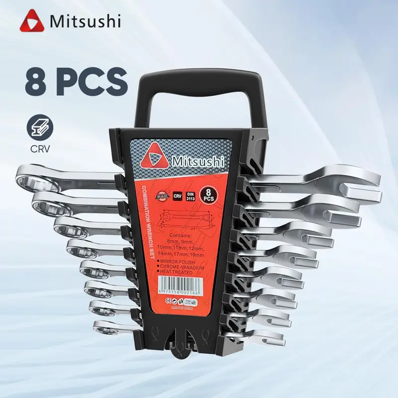 Mitsushi Kunci Ring Set Pas Kombinasi - Kunci Pas Multifungsi 8pcs Torsi kunci  1  set  lengkap kunci  letter kunci  impact alat  buka  kunci 0