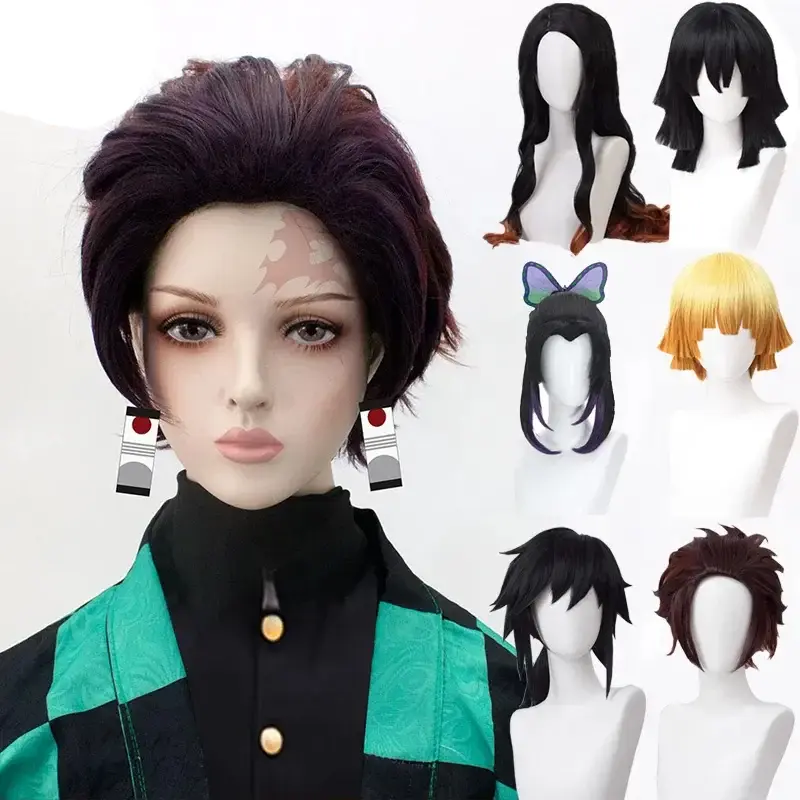 Tóc Giả Hóa Trang, Chủ Đề Anime Thanh Gươm Diệt Quỷ Agatsuma Zenitsu Kamado Tanjirou, Tóc Giả Gradient Phân Cấp, Tóc Giả Anime Trò Chơi Cosplay Wig Nữ