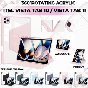 Casing Compatible For Itel Vista Tab 10 / Vista Tab 11 10.1 Inch / Vista Tab 30 GT / Vista Tab 30 11 Inch Case 360 Rotating Acrylic Crystal With Slot Pen Holder
