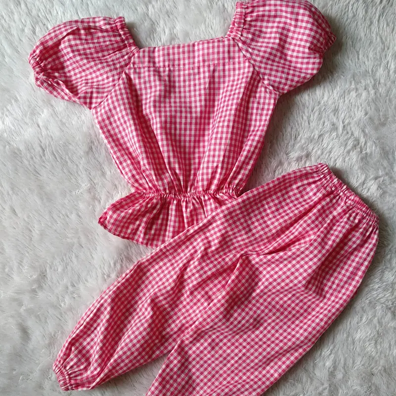 Visiru - KORI SETELAN ANAK PEREMPUAN 1 2 3 4 5 TAHUN BAJU MURAH OOTD 1 THN KEKINIAN LUCU LENGAN PENDEK CELANA PAJANG BIRU MERAH Nyaman Lembut Katun Bayi 3