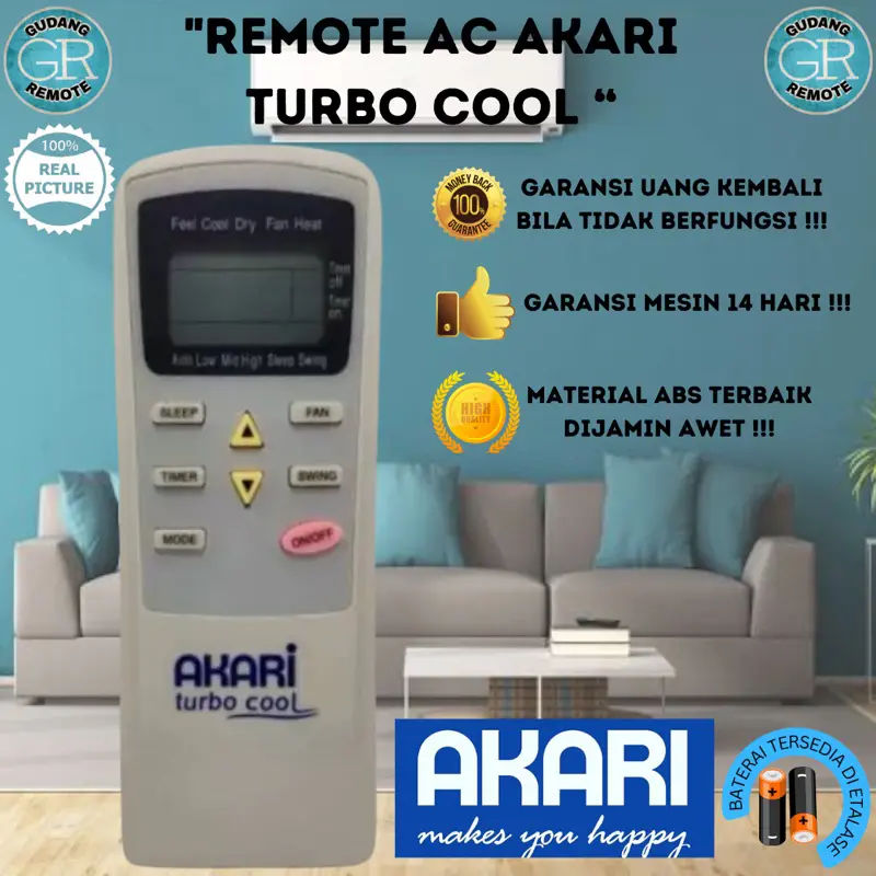 Remote Remot AC Akari turbo cool Original pabrik