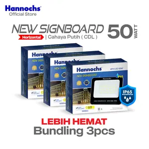 Hannochs Lampu Sorot LED New Signboard HFH 50W Cahaya Putih isi 3pcs (Model Horizontal)