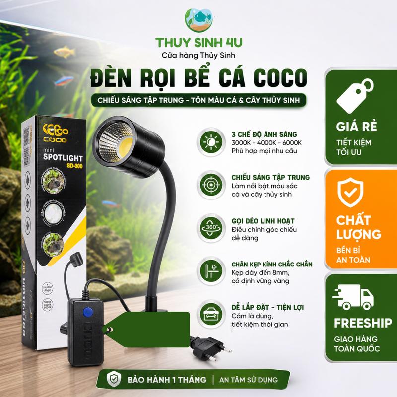 Đèn rọi bể cá biotope Coco - 3 chế độ sáng