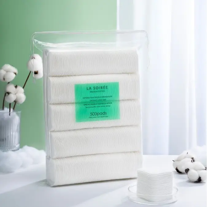 [ 500 Miếng]Bông tẩy trang La Soirée gói 500 miếng vuông kích thước 6.5x6.5cm