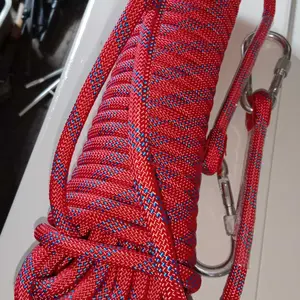 Tali Karmantel Paracord Panjat Tebing Outdoor Climbing Hiking Dengan Carabiner Perbaikan Gedung Rope 10mm 10M 20M 50m Tebal Kuat Steel Buckle Darurat - 24KN