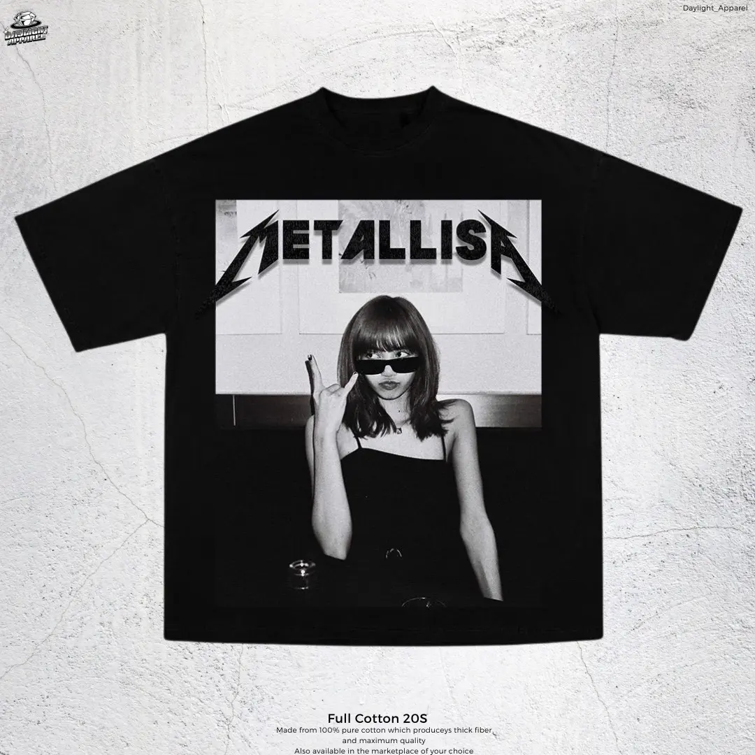 T-Shirt Metallisa - Oversized Model Black Solid 20S Distro