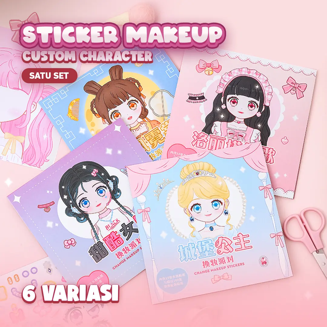 Buku Stiker Makeup Karakter Anak | Stiker Berdandan Make-Up Princess | Buku Stiker DIY | Stiker Make Up Book | Buku Sticker Diy Make Up | Sticker Make Up Book Korea