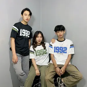 PLATINUM WORLD T-Shirt Baju Kaos List Stripe 1991 Unisex Pria Wanita Couple Premium Quality