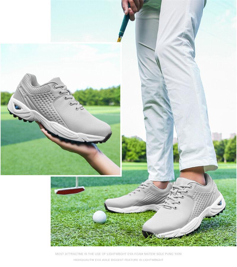 Product Introduction of New High Quality Men Professional Golf Shoes Waterproof Spikes Golf Sneakers Black White Golf Trainers Big Size 40-47 7