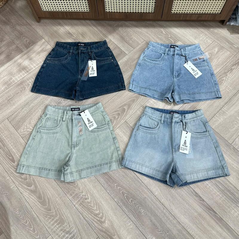 THE QUẠO - Quần Short Jeans Nữ Lưng Cao Dáng A Mùa Hè Basic S0807_724