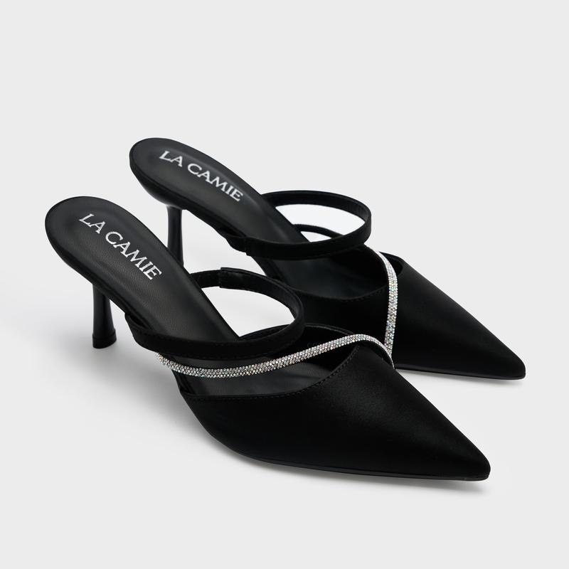 Giày cao gót thiết kế quai mảnh đính đá lấp lánh sang trọng chất liệu da thương hiệu La Camie GC5B0089