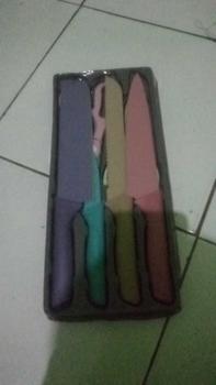 Product Review of Pisau Set 6IN1 Warna Warni Kode 600 - Corrugated Kitchen Knife Kitchenware - Pisau Roti - Pisau Stainless from A**i 1