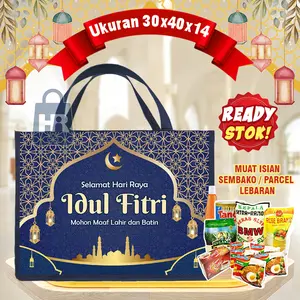 Paket 5pcs READY STOK ! Tas Parcel Lebaran Idul Fitri Ukuran 30x40x14 Tas Ready Stock Lebaran Jumbo Tas Parcel Ramadhan Sembako Kain Spunbond Goodie Bag Idul Fitri Tas Bingkisan Lebaran Murah Perekat Souvenir Hampers Lebaran Tas lebaran