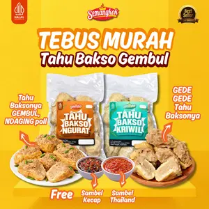 TEBUS MURAH Tahu Bakso GEMBUL Kriwil dan Tahu Bakso Urat ( isi 8 per pack )Jogja Jumbo Frozen Food Instan FREE Saus Misdaseum dan Sambal Kecap dengan Daging Sapi dan Ayam Pilihan