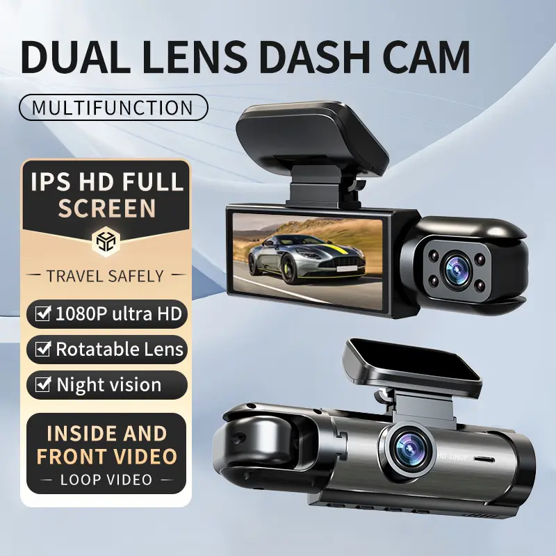 1080P Dual Camera Dash Cam For Cars With IR Night Vision, Loop Recording, And Wide Angle Lens - 3.16 Inch IPS Screen, wide Angle Car DVR Camera dual Lens Car Dashboard Video Cam