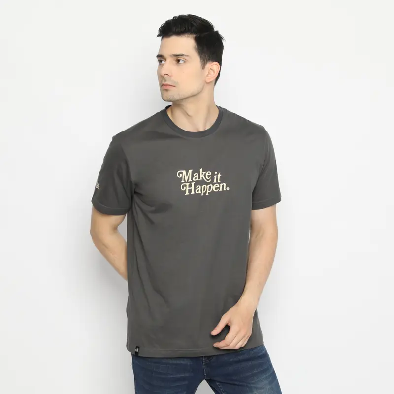 d&f kaos pria unisex make it happen - abu-abu tua 0