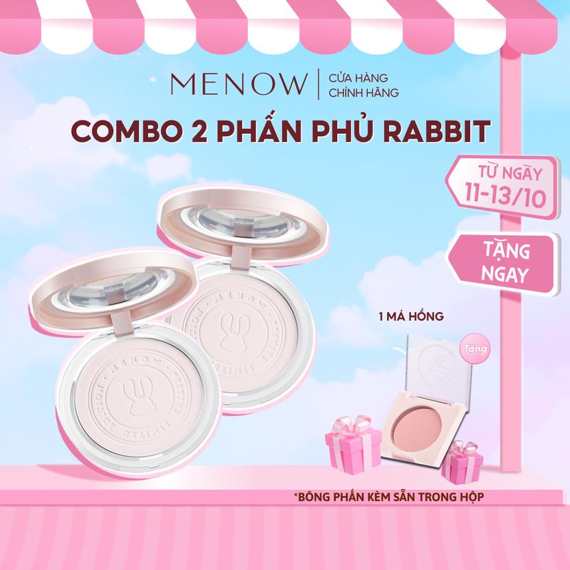 Combo 02 Phấn phủ nén làm đều màu da MENOW Rabbit Compact Powder 8.5gr x 2 [TẶNG 1 MÁ HỒNG]