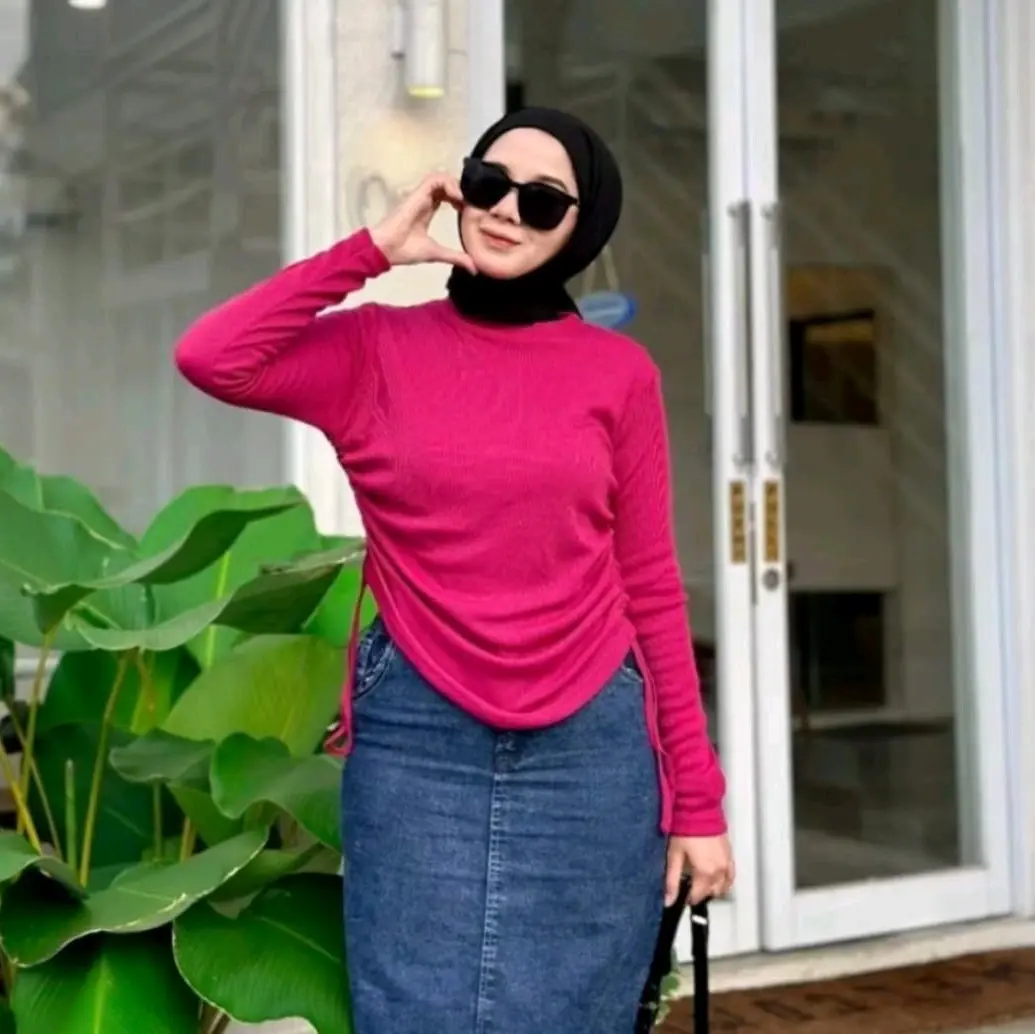 atasan wanita bahan rib knit