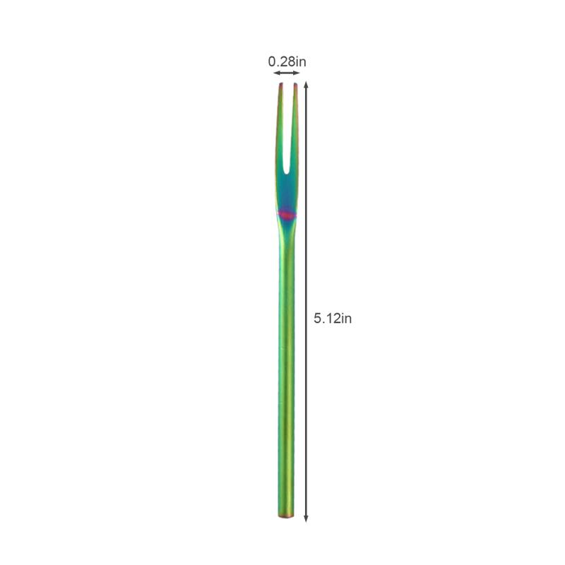 Product Introduction of 304 stainless steel sanding solid fruit fork long handle round handle moon cake dessert cake 2 tooth fruit stick 4