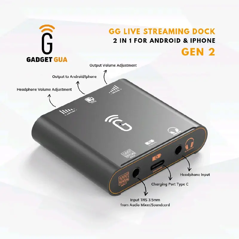 GG LIVE STREAMING DOCKING 2 IN 1 ANDROID & IPHONE - GEN 2 (BLACK) 1