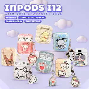 [DingDong] COD Headset Bluetooth i12 Case Karakter Lucu Transparan True Wireless Inpods 12 TWS Earphone Stereo HIFI Bass Ponsel