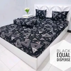 Sprei 180X200 160X200 120x200 Premium Dingin Seprai & Sarung Bantal Guling tali Seprei katun Kotak Hitam estetik Pink King Karet Sudut