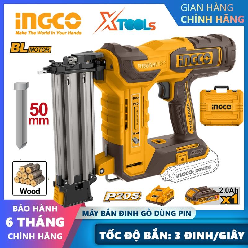 Máy bắn đinh cầm tay INGCO pin 20V-50mm bắn đinh thẳng, động cơ không chổi than…