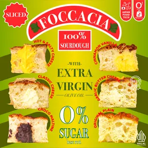 [PROMO GEDE GEDEAN] HALAL SOURDOUGH UMAMI FOCACCIA WITH EXTRA VIRGIN OLIVE OIL [SLICED] [SATUAN] - ORU Indonesia Sari