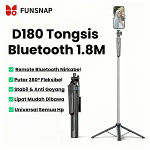 FUNSNAP D180 Tongsis Bluetooth 1.8 Meter Remote Control Anti Goyang untuk Selfie & Live