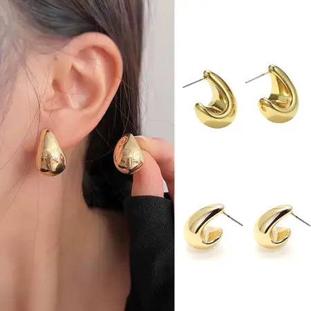 Anting Lapis Emas 925/Anting Modis Anting Perhiasan Wanita Anting Gaya Korea