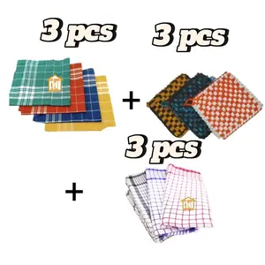 paket hemat 3 pcs serbet warna+ 3 pcs serbet putih +3 pcs cempal anti panas casual random
